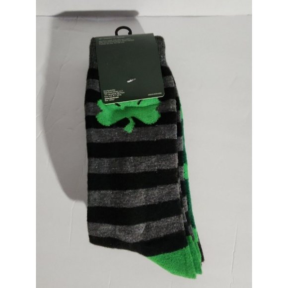 Irish Let's Get Shamrocked Big Brand Novelty Crew Sock (2 pair) Outlander Clover - Picture 2 of 3